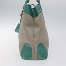 BVLGARI Hand Bag Canvas Gray Silver Auth BA2240-4