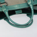 BVLGARI Hand Bag Canvas Gray Silver Auth BA2240-7