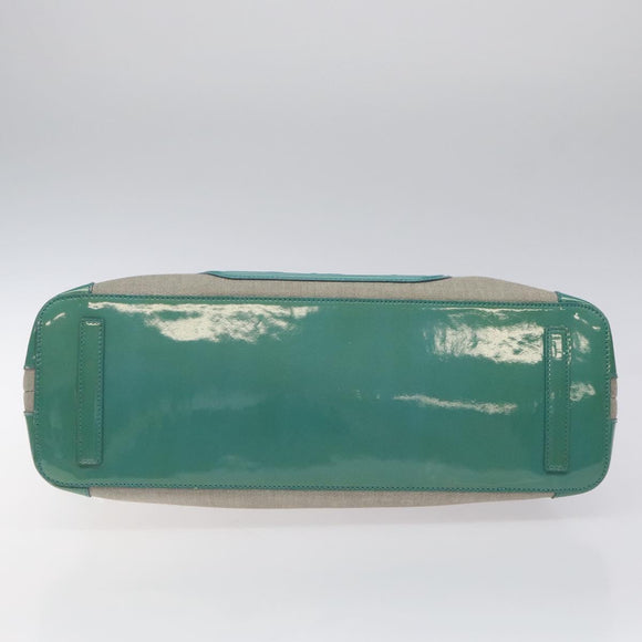 BVLGARI Hand Bag Canvas Gray Silver Auth BA2240