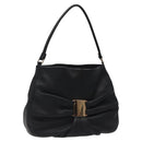 Salvatore Ferragamo Shoulder Bag Leather Black Gold Auth BA2245-1