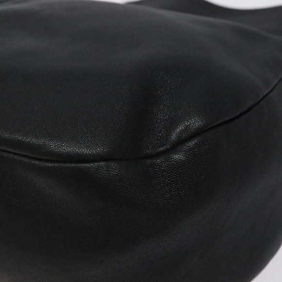 Salvatore Ferragamo Shoulder Bag Leather Black Gold Auth BA2245