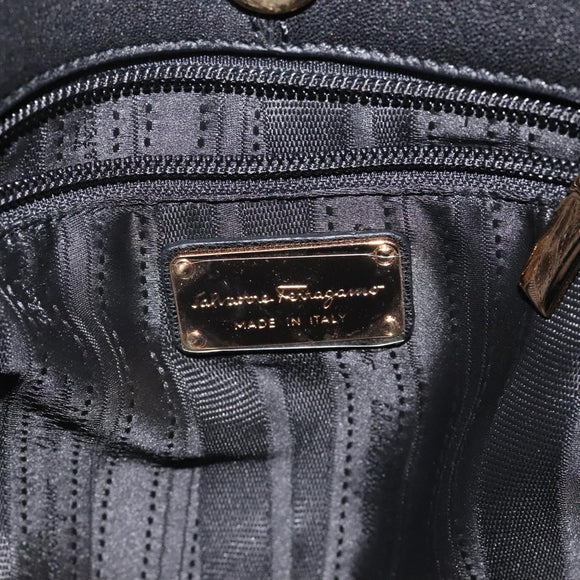 Salvatore Ferragamo Shoulder Bag Leather Black Gold Auth BA2245