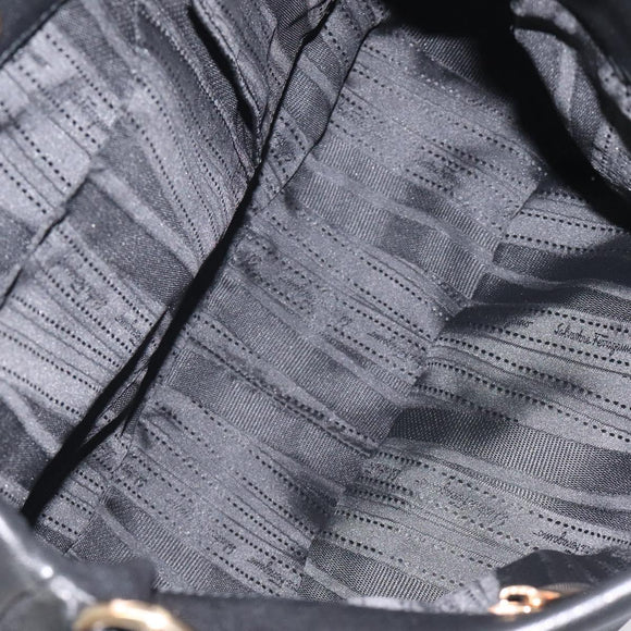 Salvatore Ferragamo Shoulder Bag Leather Black Gold Auth BA2245