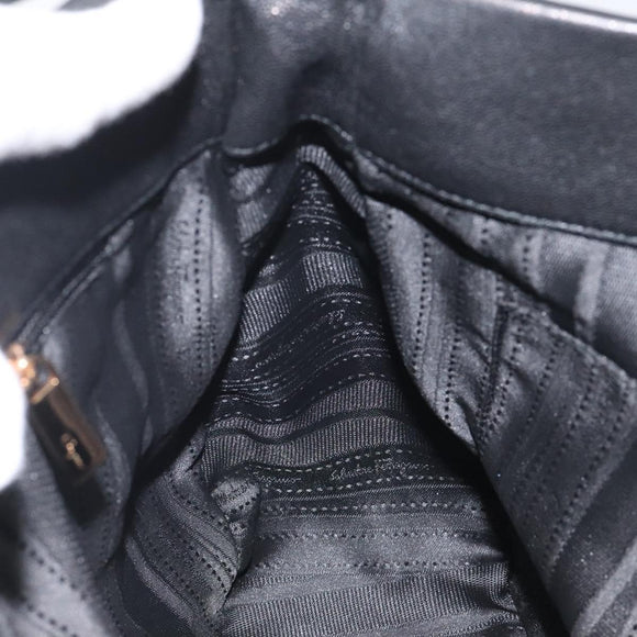 Salvatore Ferragamo Shoulder Bag Leather Black Gold Auth BA2245