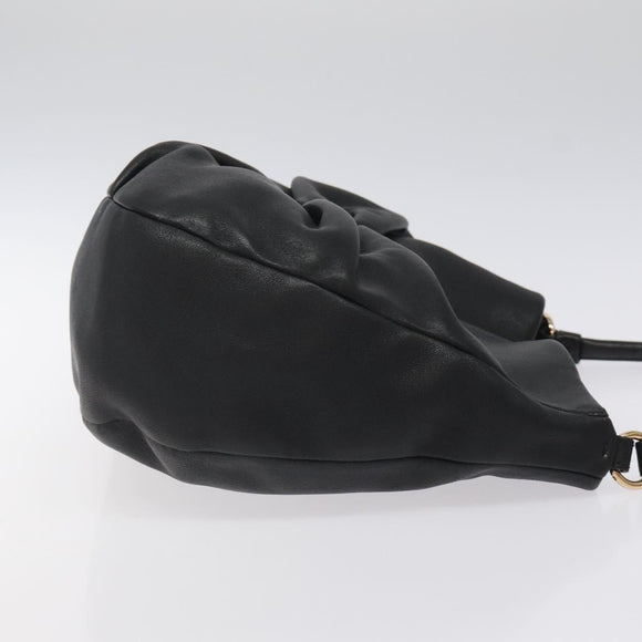 Salvatore Ferragamo Shoulder Bag Leather Black Gold Auth BA2245