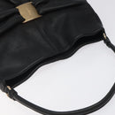 Salvatore Ferragamo Shoulder Bag Leather Black Gold Auth BA2245-6