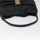 Salvatore Ferragamo Shoulder Bag Leather Black Gold Auth BA2245-7