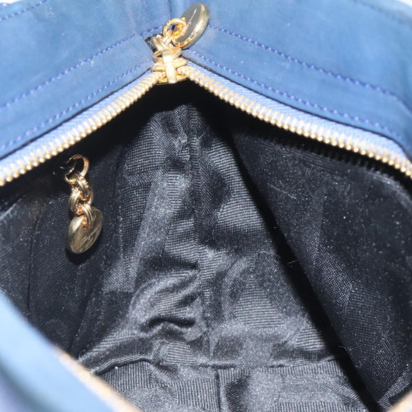 Salvatore Ferragamo Hand Bag Suede Blue Gold Auth BA2246