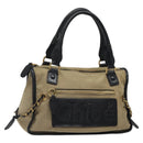 Chloe Harley Hand Bag Canvas Leather Beige Black gold Auth BA2249-1