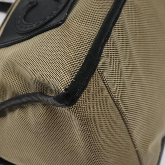 Chloe Harley Hand Bag Canvas Leather Beige Black gold Auth BA2249