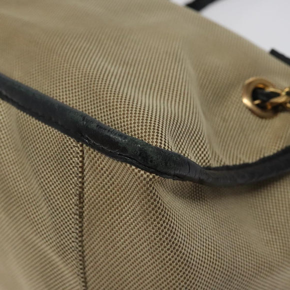 Chloe Harley Hand Bag Canvas Leather Beige Black gold Auth BA2249