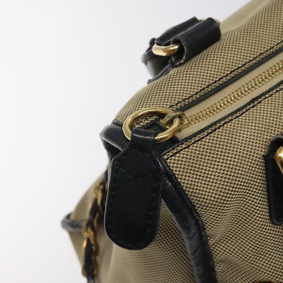 Chloe Harley Hand Bag Canvas Leather Beige Black gold Auth BA2249