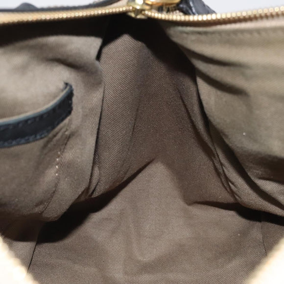 Chloe Harley Hand Bag Canvas Leather Beige Black gold Auth BA2249