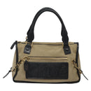 Chloe Harley Hand Bag Canvas Leather Beige Black gold Auth BA2249-13