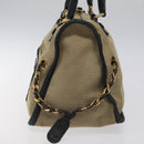 Chloe Harley Hand Bag Canvas Leather Beige Black gold Auth BA2249-4