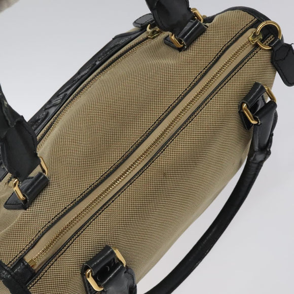 Chloe Harley Hand Bag Canvas Leather Beige Black gold Auth BA2249