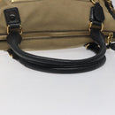 Chloe Harley Hand Bag Canvas Leather Beige Black gold Auth BA2249-7