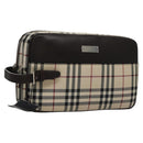 BURBERRY Nova Check Clutch Bag Nylon Beige Auth BA224AV-1
