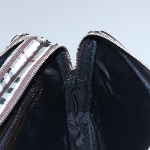 BURBERRY Nova Check Clutch Bag Nylon Beige Auth BA224AV