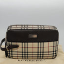 BURBERRY Nova Check Clutch Bag Nylon Beige Auth BA224AV-12
