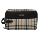 BURBERRY Nova Check Clutch Bag Nylon Beige Auth BA224AV-13