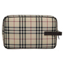 BURBERRY Nova Check Clutch Bag Nylon Beige Auth BA224AV-2