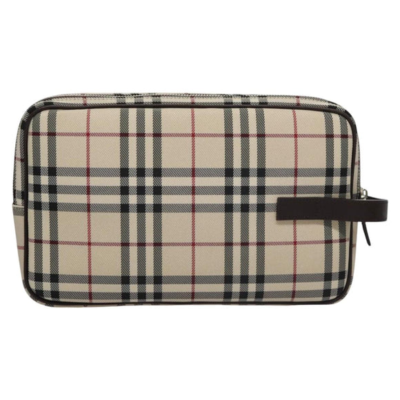 BURBERRY Nova Check Clutch Bag Nylon Beige Auth BA224AV