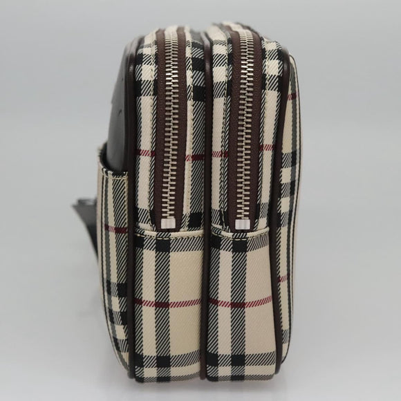 BURBERRY Nova Check Clutch Bag Nylon Beige Auth BA224AV