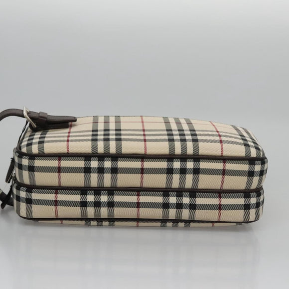 BURBERRY Nova Check Clutch Bag Nylon Beige Auth BA224AV