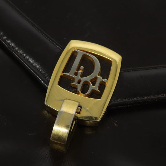 Christian Dior Shoulder Bag Leather Brown Gold Auth BA2252