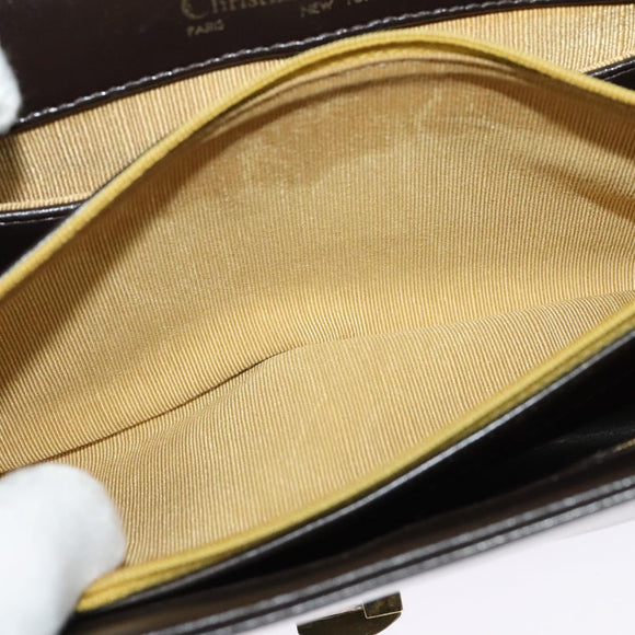 Christian Dior Shoulder Bag Leather Brown Gold Auth BA2252