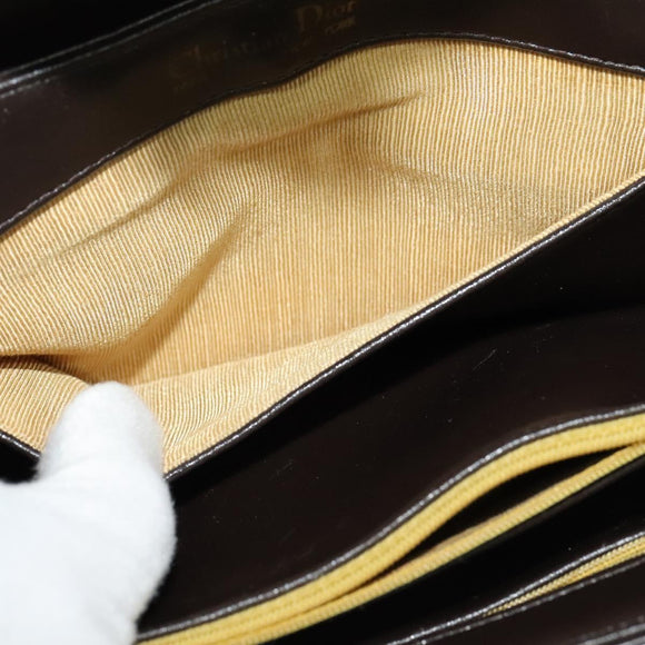 Christian Dior Shoulder Bag Leather Brown Gold Auth BA2252