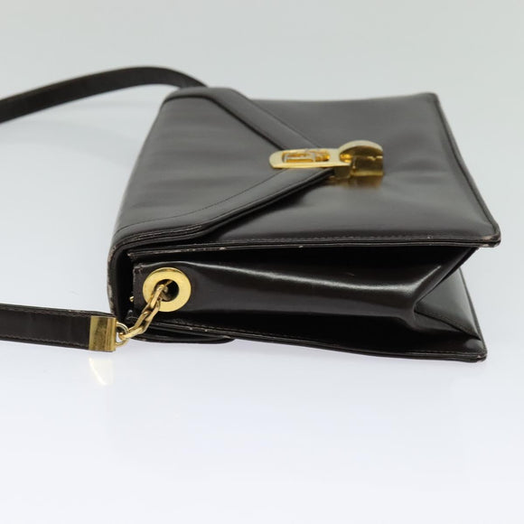 Christian Dior Shoulder Bag Leather Brown Gold Auth BA2252