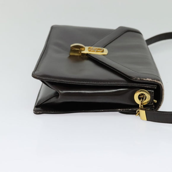 Christian Dior Shoulder Bag Leather Brown Gold Auth BA2252