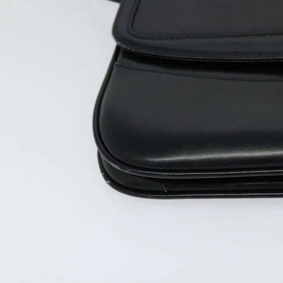 BALLY Shoulder Bag Leather Black Gold Auth BA2261