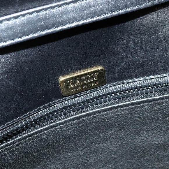 BALLY Shoulder Bag Leather Black Gold Auth BA2261