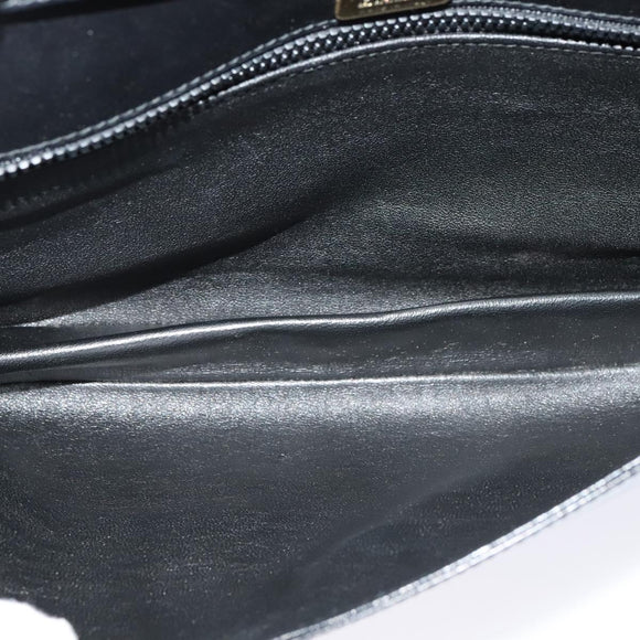 BALLY Shoulder Bag Leather Black Gold Auth BA2261