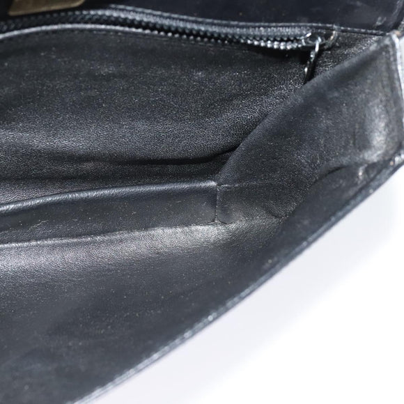 BALLY Shoulder Bag Leather Black Gold Auth BA2261