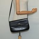 BALLY Shoulder Bag Leather Black Gold Auth BA2261-21