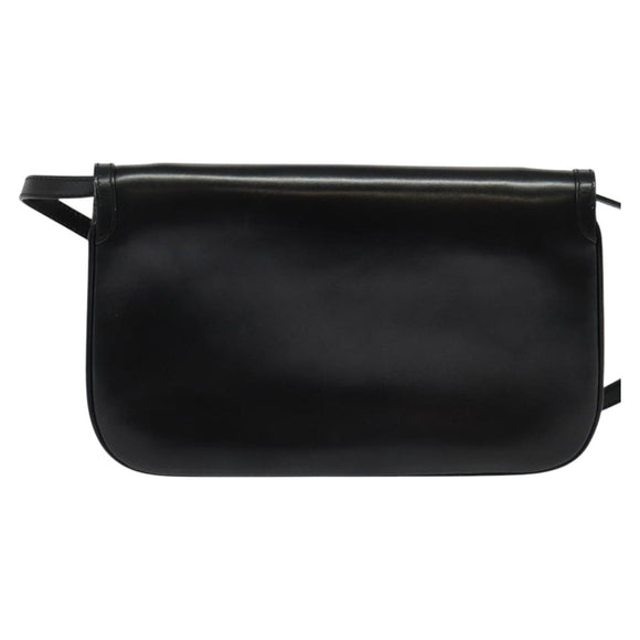 BALLY Shoulder Bag Leather Black Gold Auth BA2261