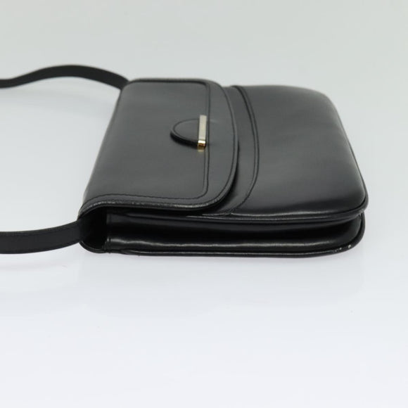 BALLY Shoulder Bag Leather Black Gold Auth BA2261
