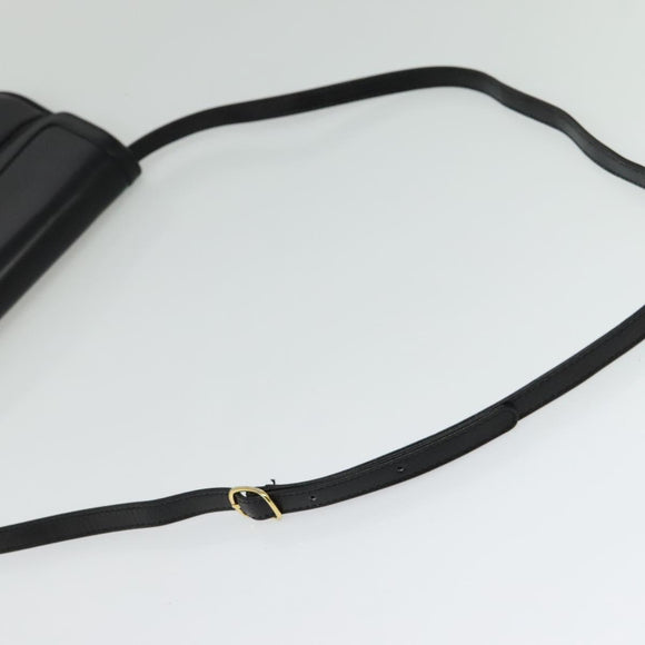 BALLY Shoulder Bag Leather Black Gold Auth BA2261