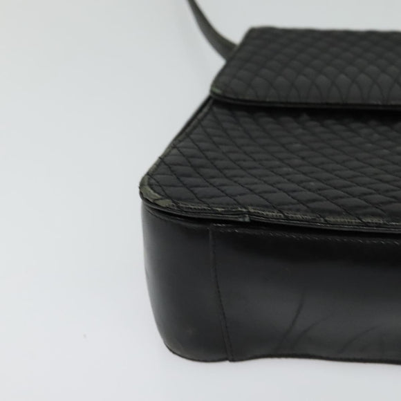 BALLY Hand Bag Leather 2way Black Gold Auth BA2262