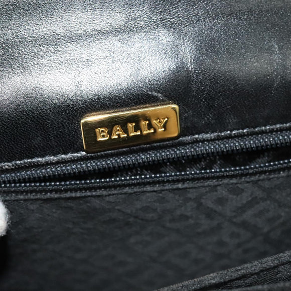 BALLY Hand Bag Leather 2way Black Gold Auth BA2262