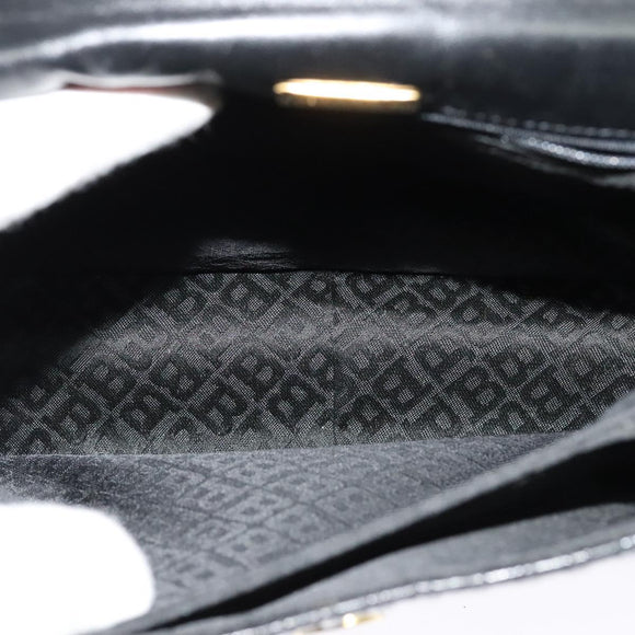 BALLY Hand Bag Leather 2way Black Gold Auth BA2262