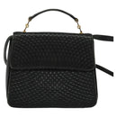 BALLY Hand Bag Leather 2way Black Gold Auth BA2262-13