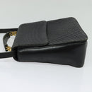 BALLY Hand Bag Leather 2way Black Gold Auth BA2262-3