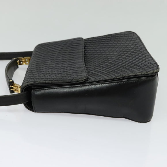 BALLY Hand Bag Leather 2way Black Gold Auth BA2262