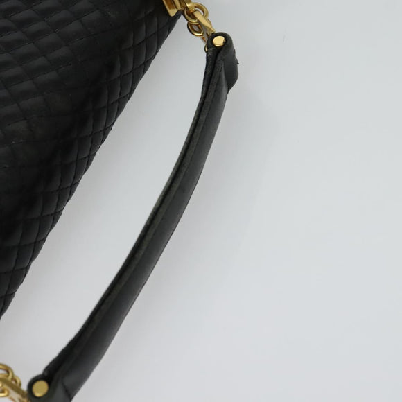 BALLY Hand Bag Leather 2way Black Gold Auth BA2262