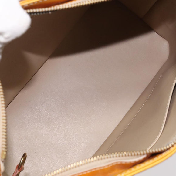 LOUIS VUITTON Monogram Vernis Houston Hand Bag Beige M91004 LV Auth BA2272